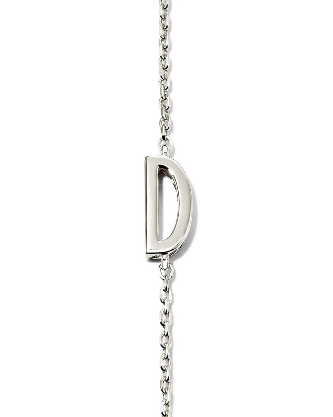Letter D Inline Initial Necklace in Sterling Silver