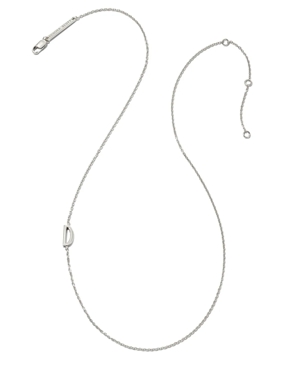 Letter D Inline Initial Necklace in Sterling Silver