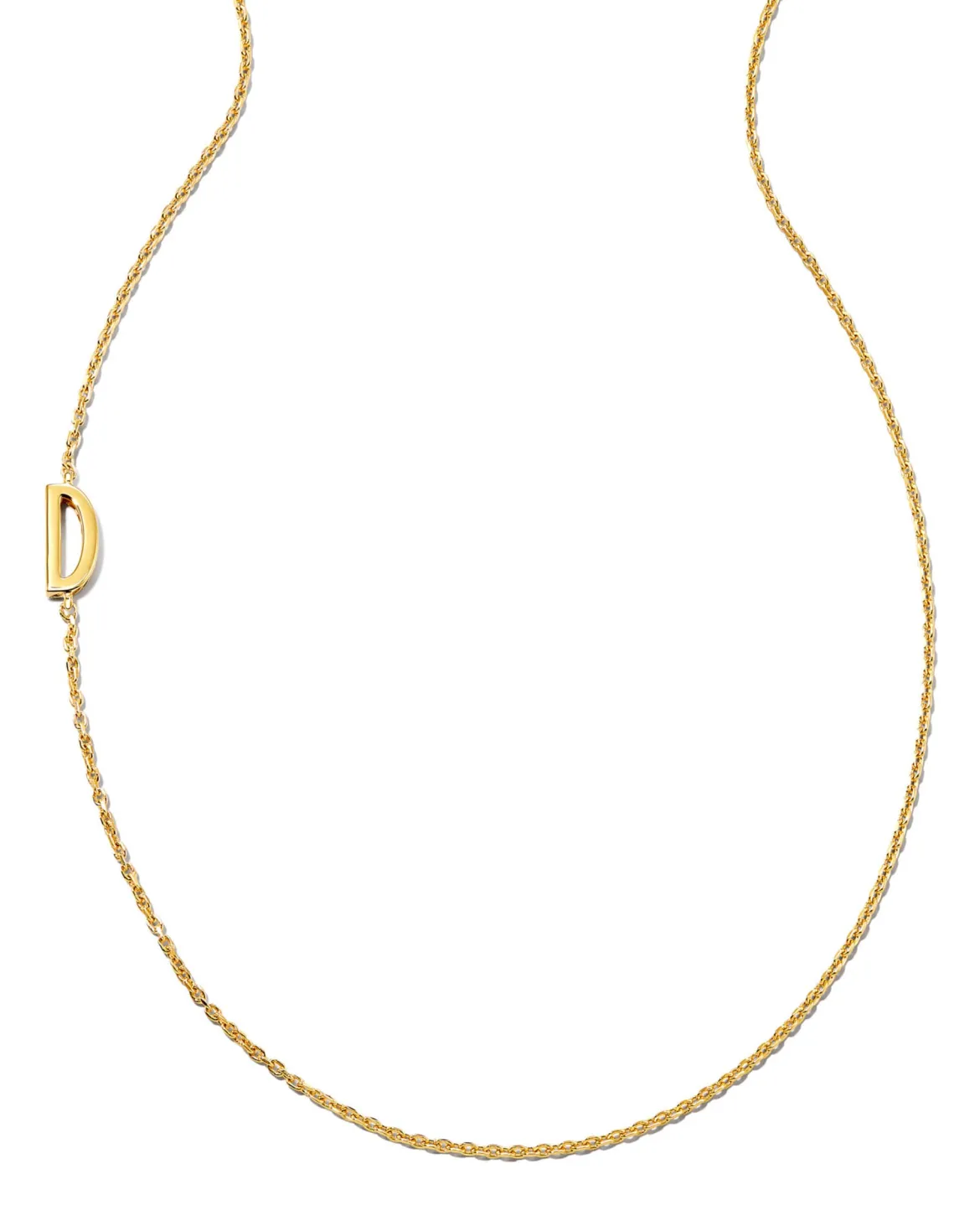 Letter D Inline Initial Necklace in 18k Gold Vermeil