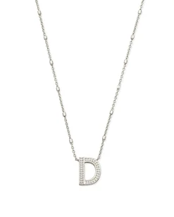 Letter D Pendant Necklace in Silver