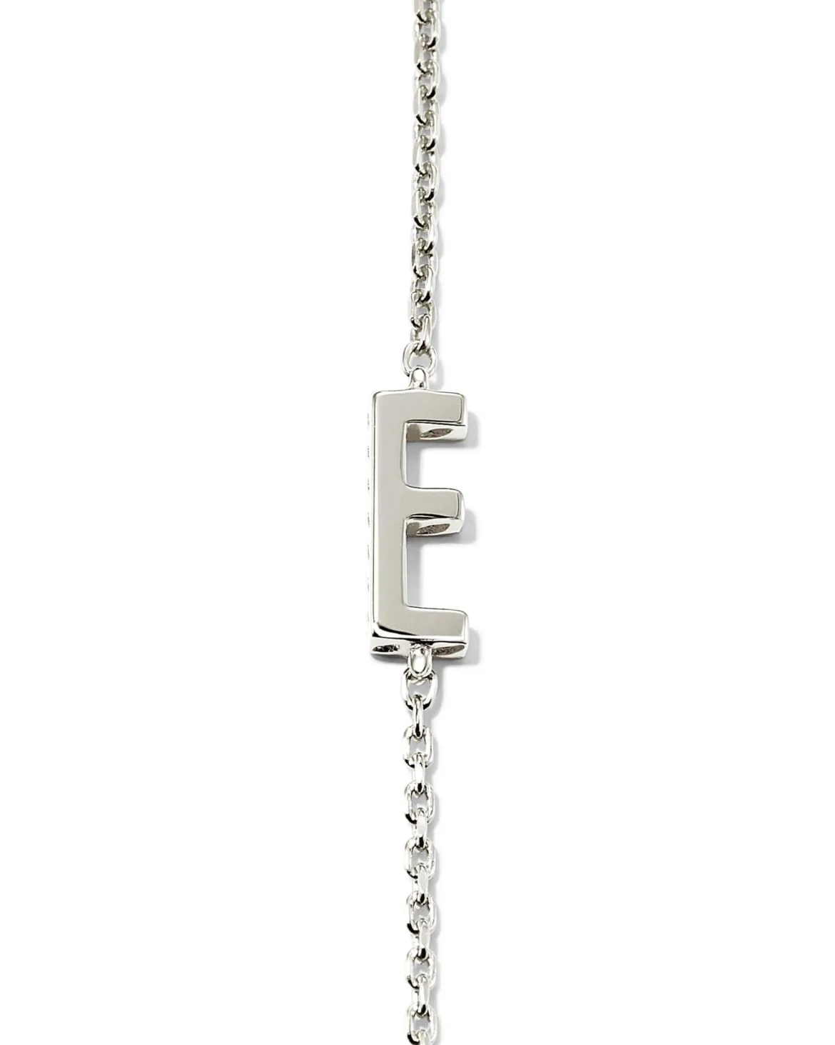 Letter E Inline Initial Necklace in Sterling Silver