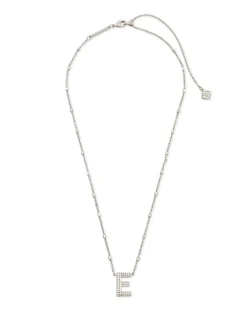 Letter E Pendant Necklace in Silver