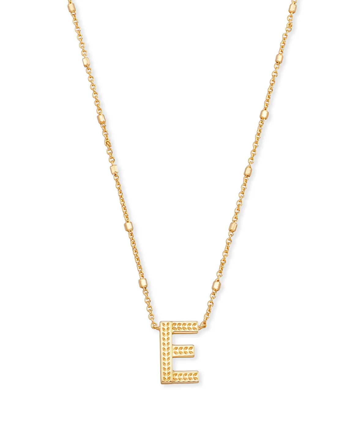 Letter E Pendant Necklace in Gold