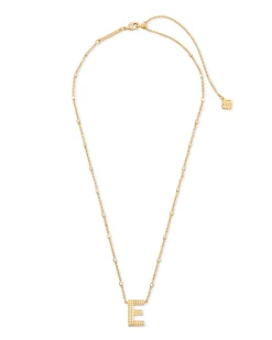 Letter E Pendant Necklace in Gold