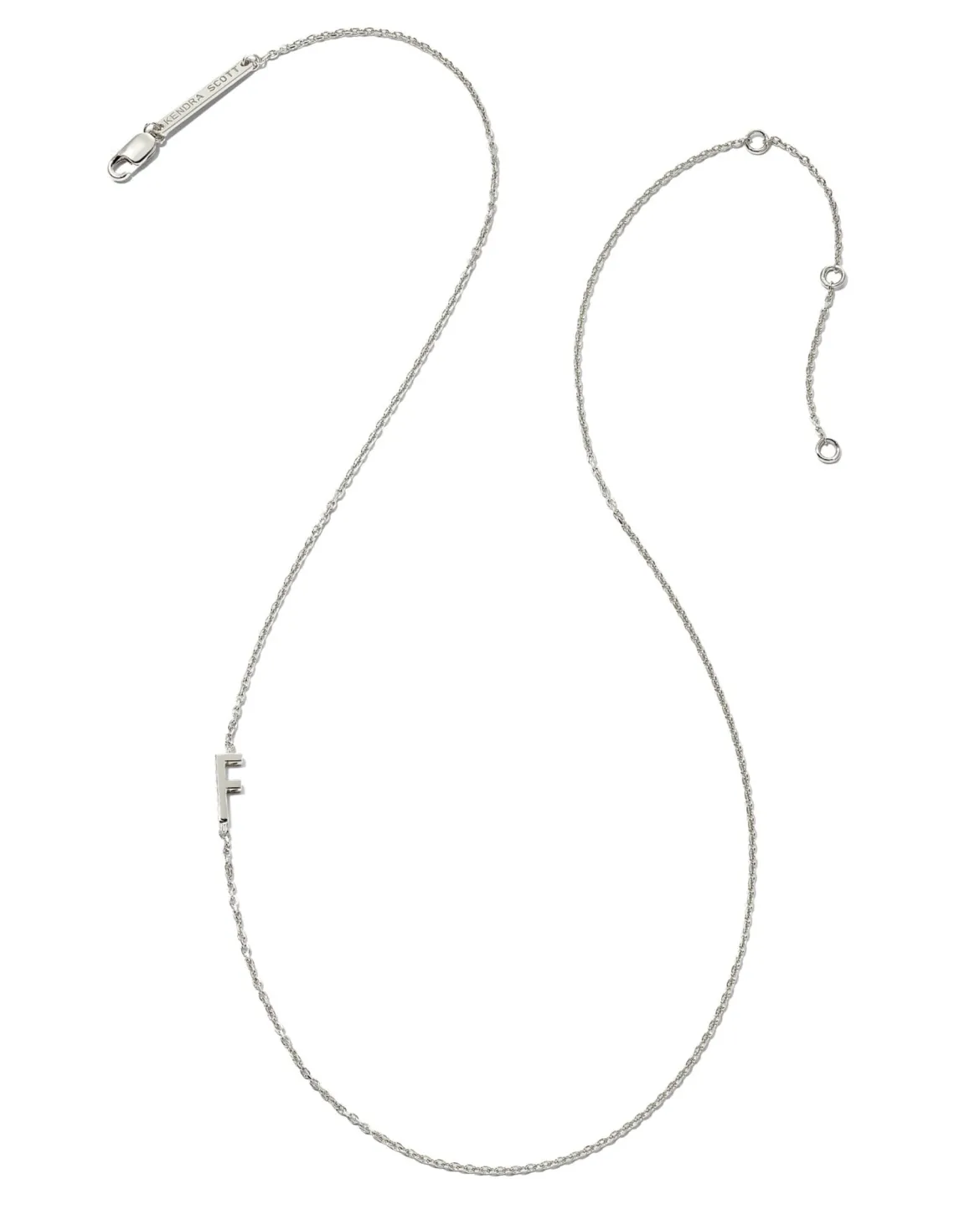 Letter F Inline Initial Necklace in Sterling Silver