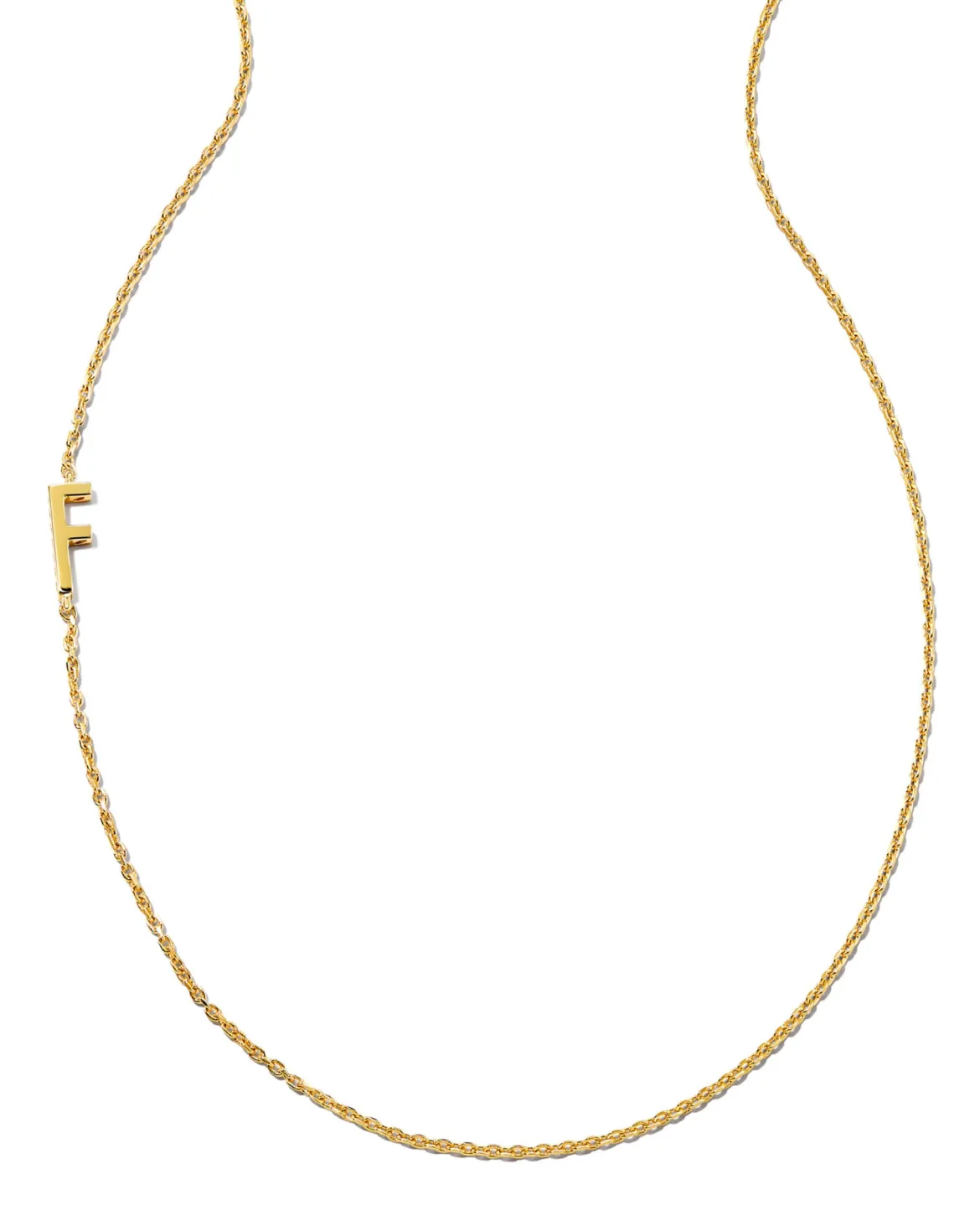 Letter F Inline Initial Necklace in 18k Gold Vermeil