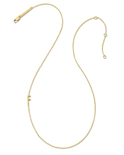 Letter F Inline Initial Necklace in 18k Gold Vermeil