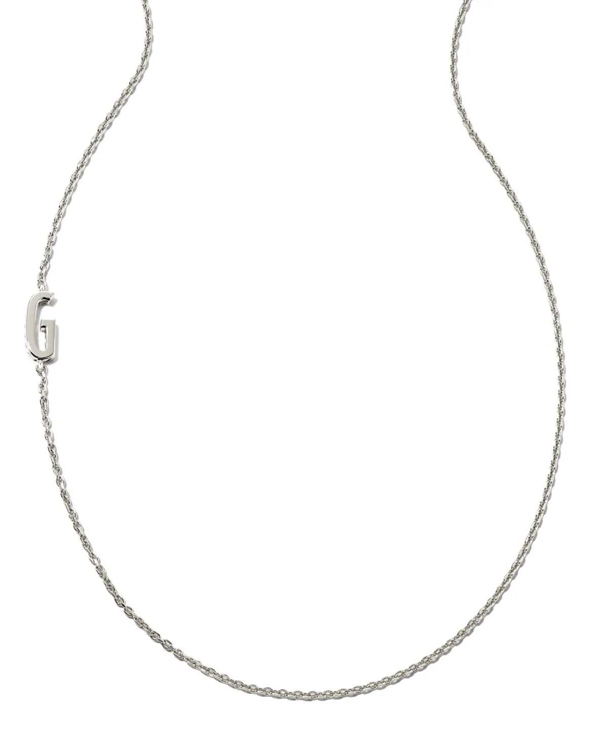 Letter G Inline Initial Necklace in Sterling Silver