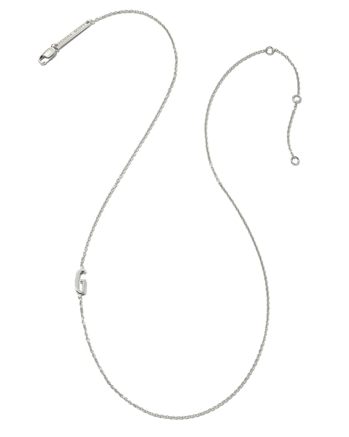 Letter G Inline Initial Necklace in Sterling Silver