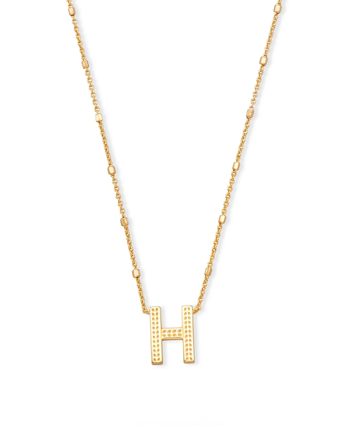 Letter H Pendant Necklace in Gold