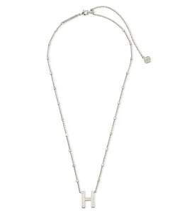 Letter H Pendant Necklace in Silver