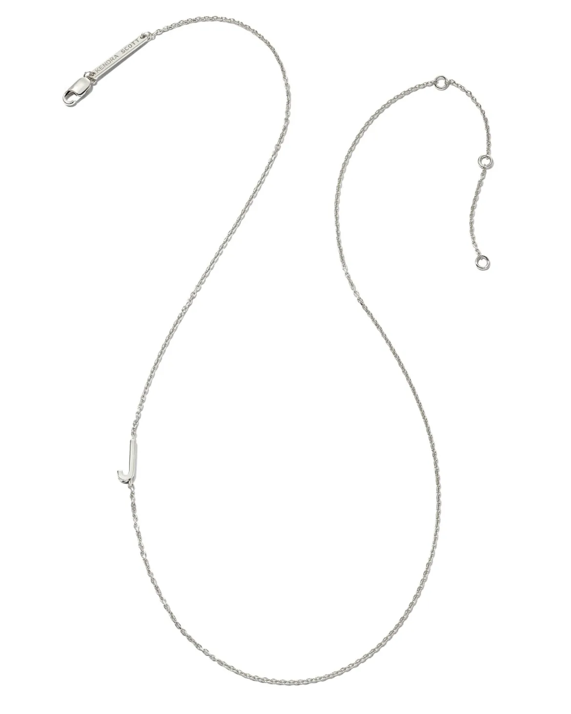 Letter J Inline Initial Necklace in Sterling Silver