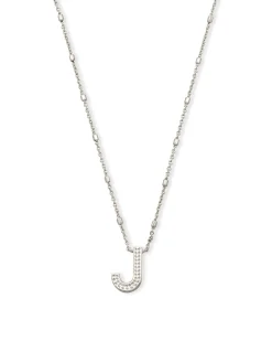 Letter J Pendant Necklace in Silver