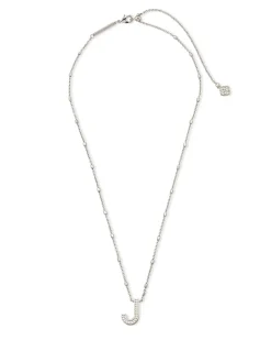 Letter J Pendant Necklace in Silver