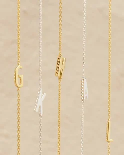 Letter K Inline Initial Necklace in Sterling Silver