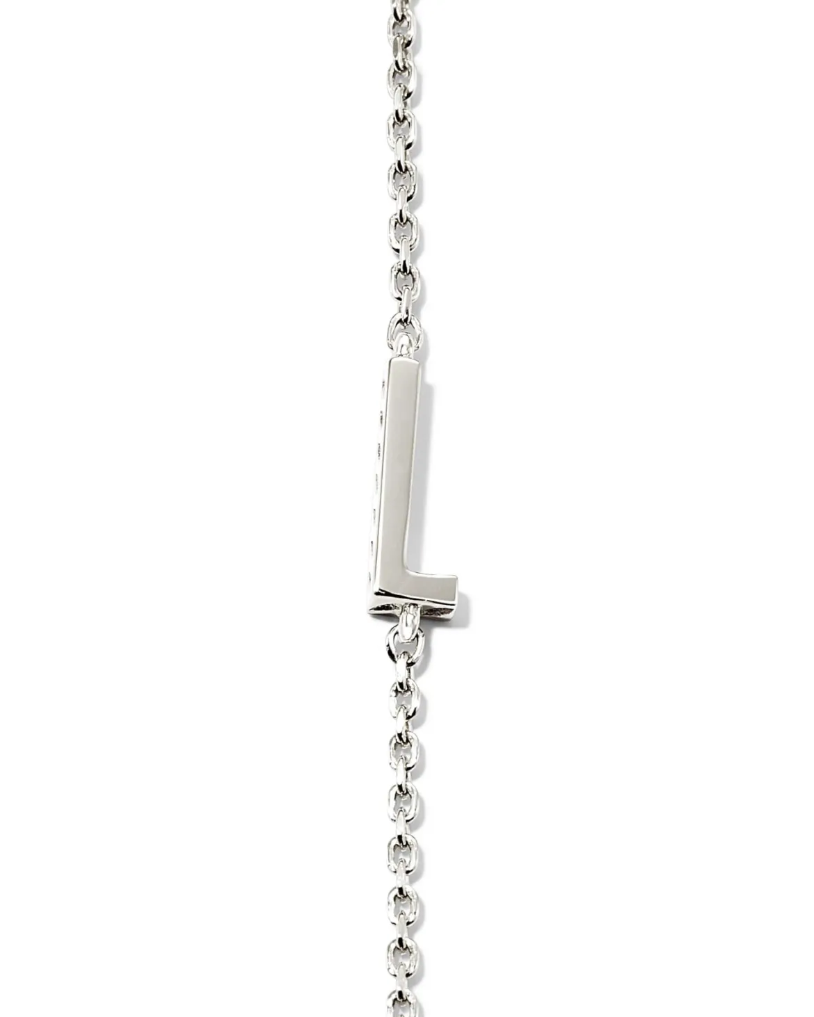 Letter L Inline Initial Necklace in Sterling Silver