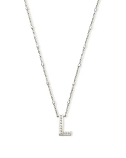 Letter L Pendant Necklace in Silver