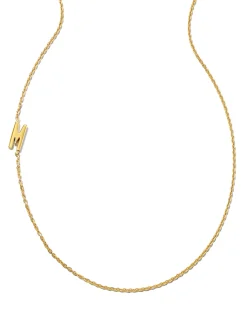 Letter M Inline Initial Necklace in 18k Gold Vermeil