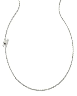 Letter M Inline Initial Necklace in Sterling Silver