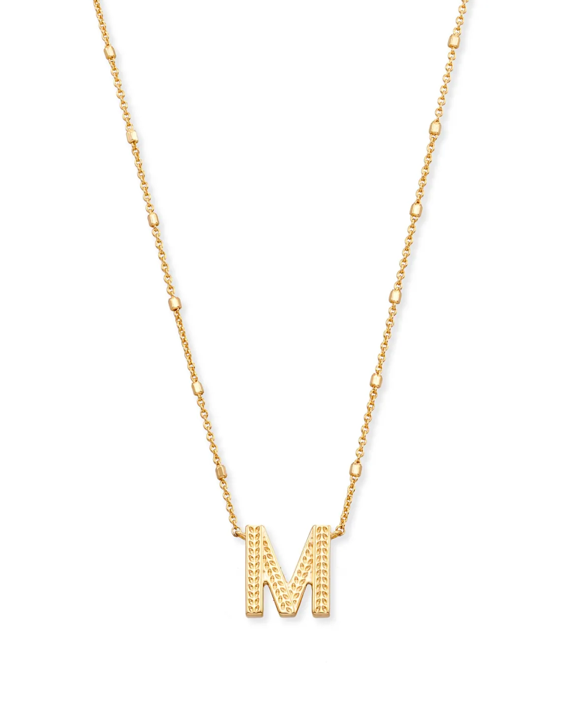 Letter M Pendant Necklace in Gold