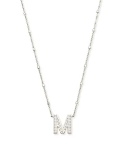Letter M Pendant Necklace in Silver