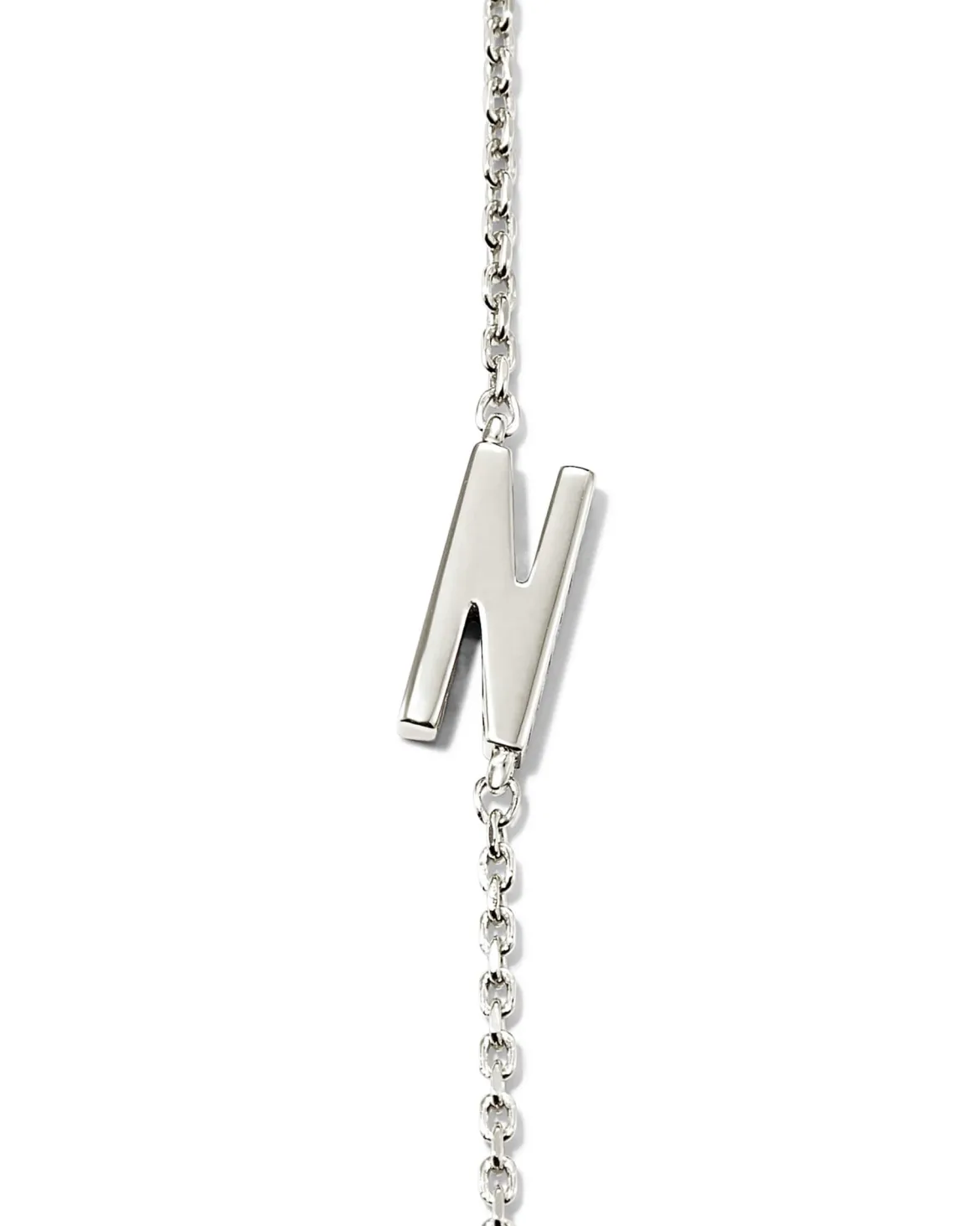 Letter N Inline Initial Necklace in Sterling Silver