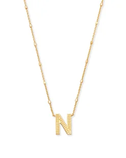 Letter N Pendant Necklace in Gold