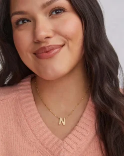 Letter N Pendant Necklace in Gold