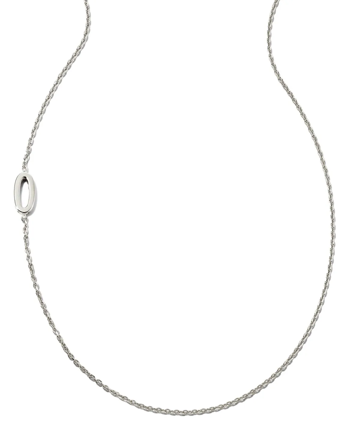 Letter O Inline Initial Necklace in Sterling Silver