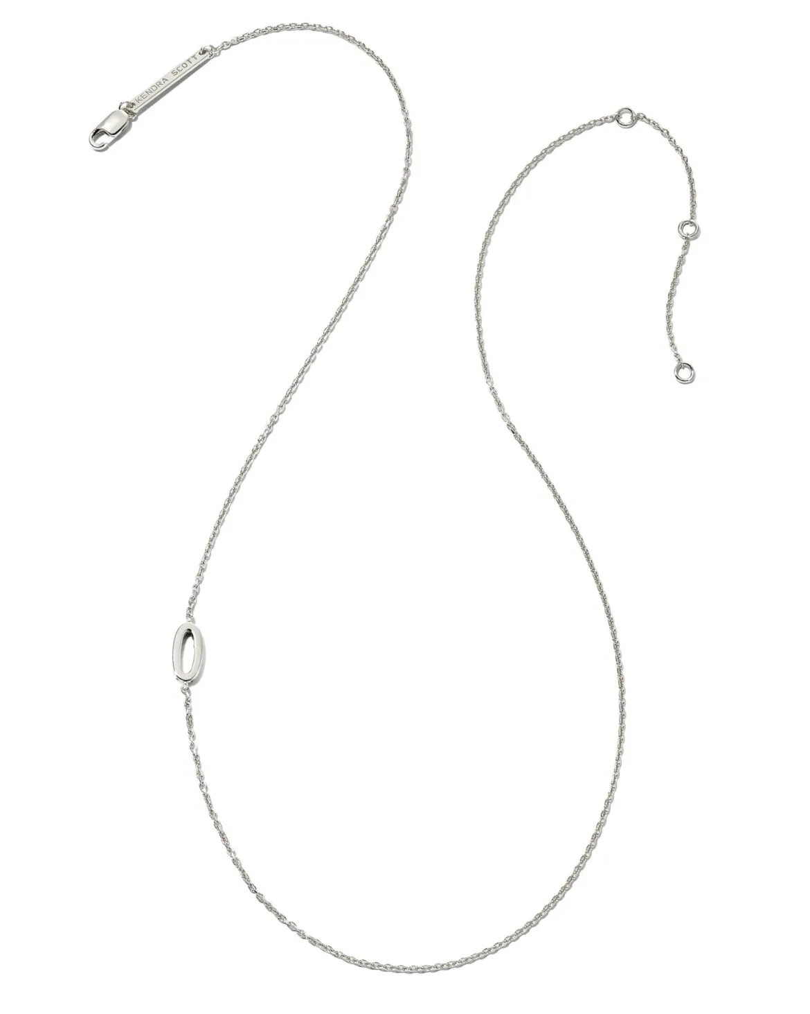 Letter O Inline Initial Necklace in Sterling Silver