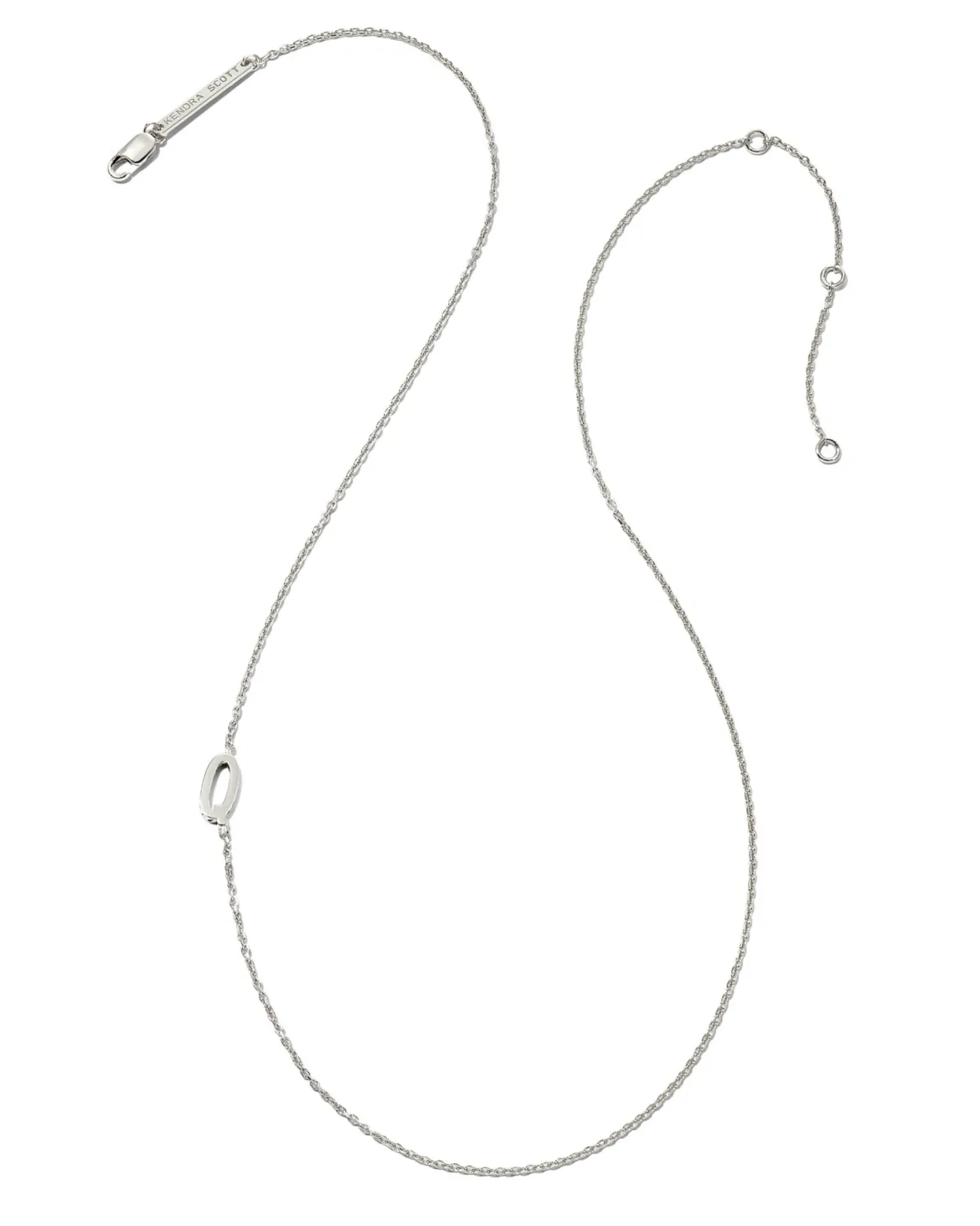 Letter Q Inline Initial Necklace in Sterling Silver