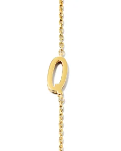 Letter Q Inline Initial Necklace in 18k Gold Vermeil