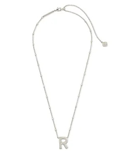 Letter R Pendant Necklace in Silver