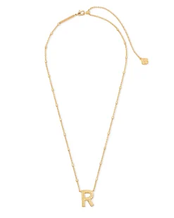 Letter R Pendant Necklace in Gold