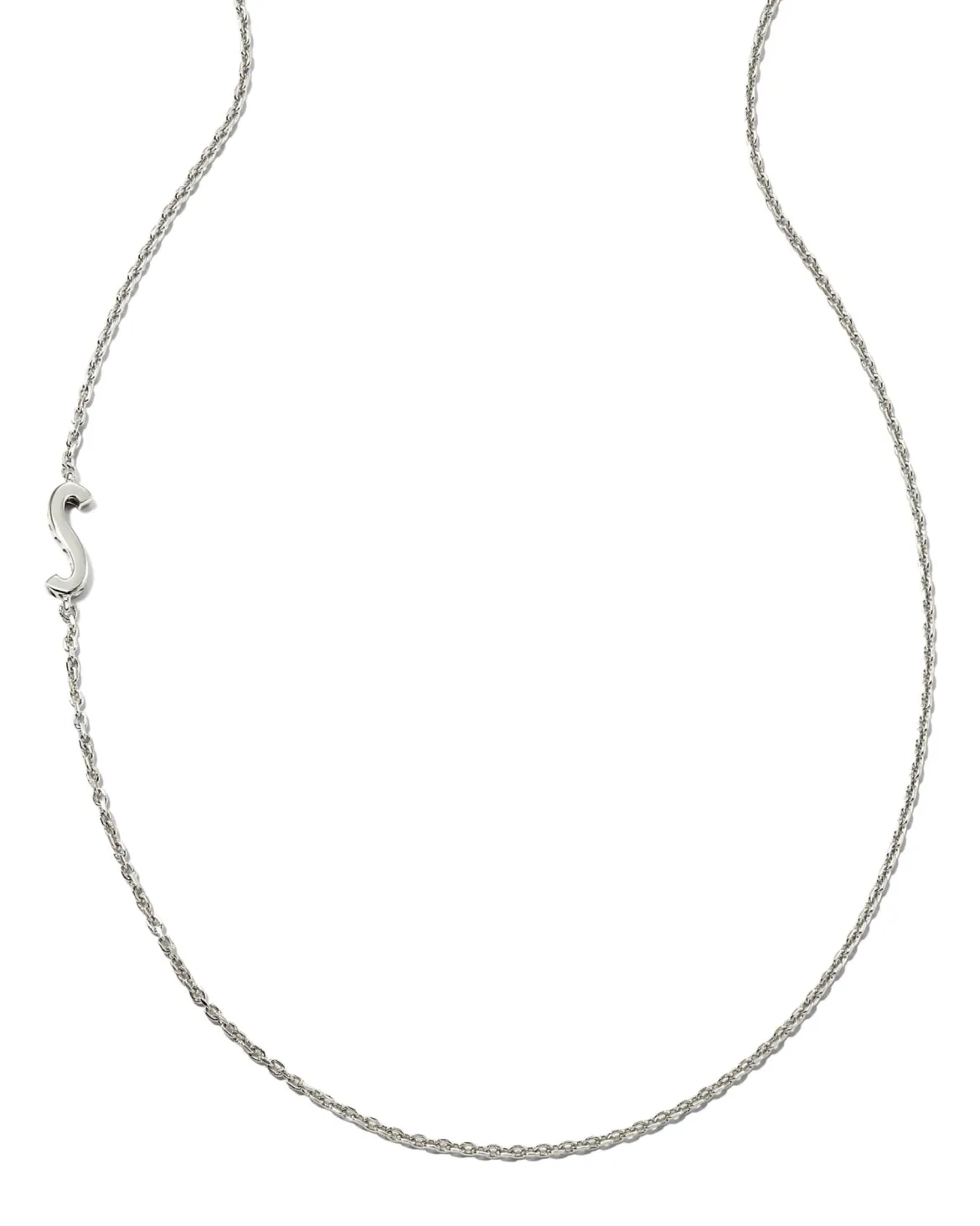 Letter S Inline Initial Necklace in Sterling Silver