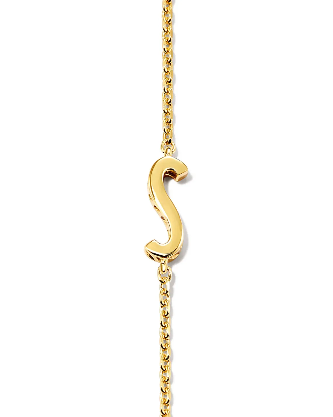 Letter S Inline Initial Necklace in 18k Gold Vermeil