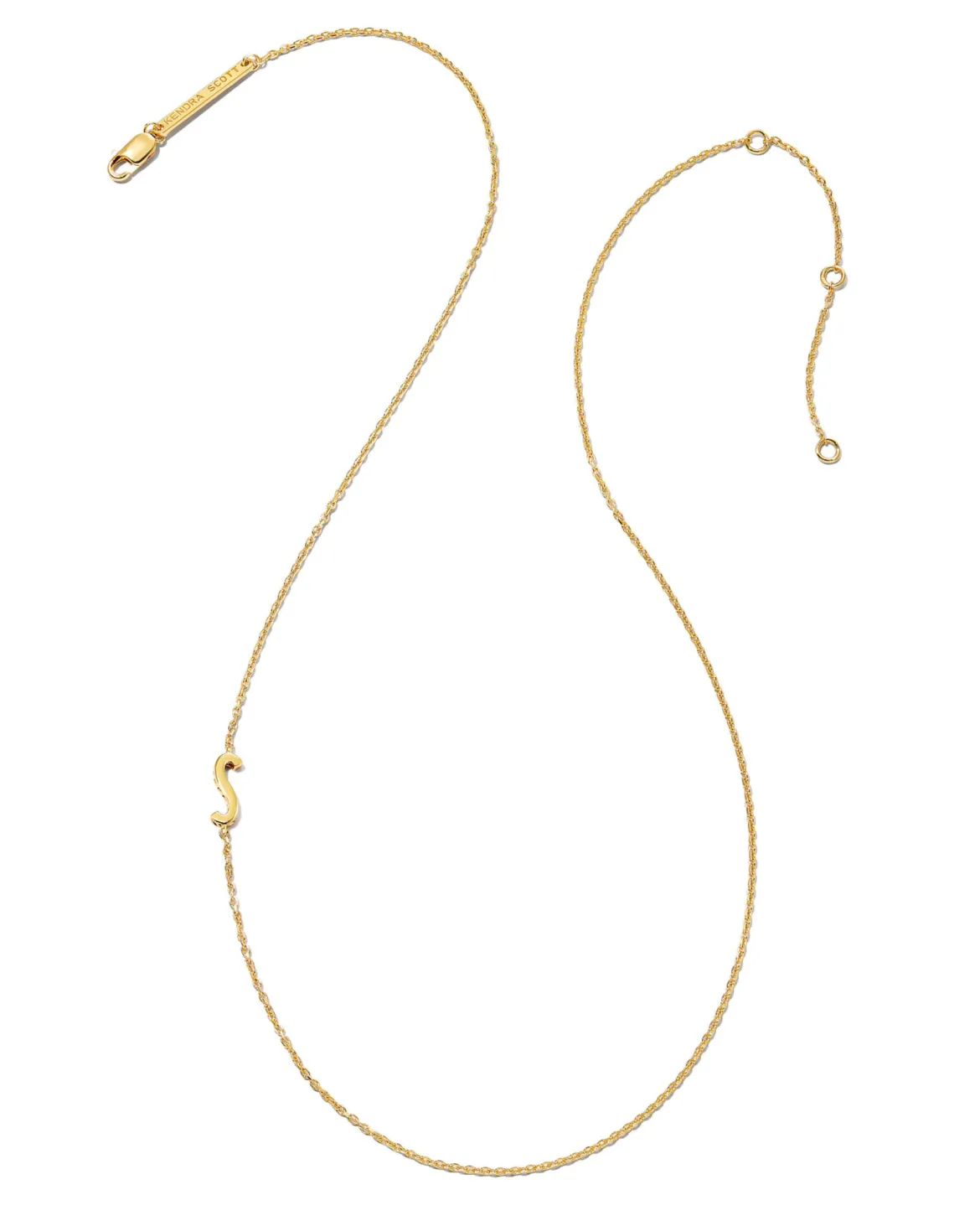 Letter S Inline Initial Necklace in 18k Gold Vermeil