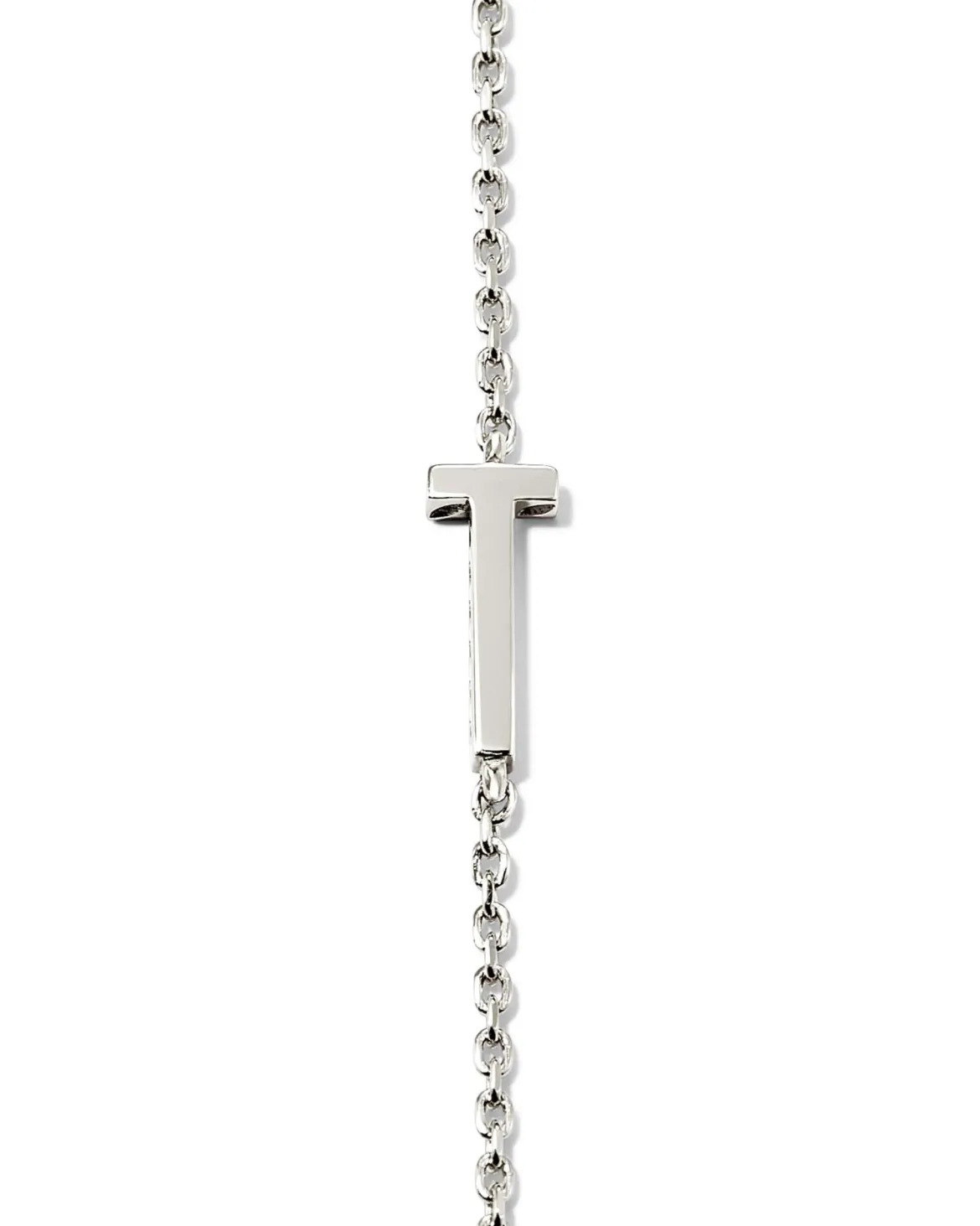 Letter T Inline Initial Necklace in Sterling Silver