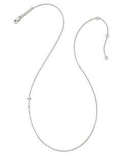 Letter T Inline Initial Necklace in Sterling Silver