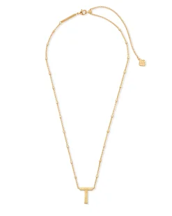 Letter T Pendant Necklace in Gold