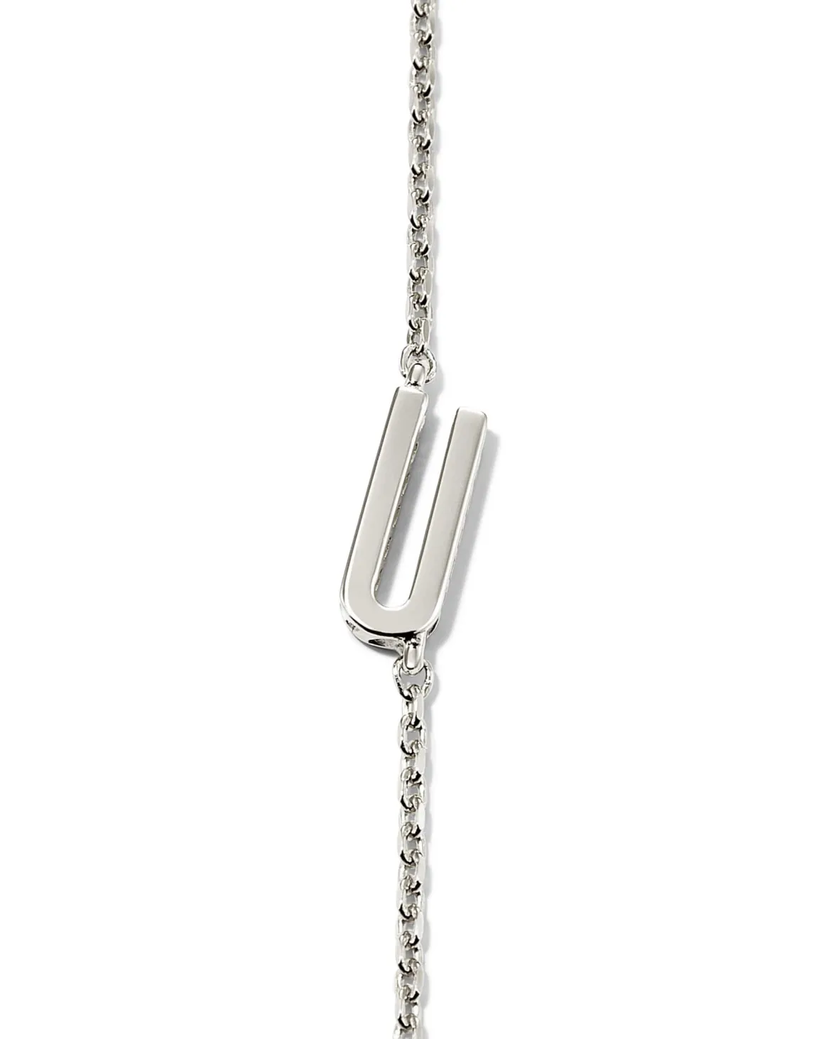 Letter U Inline Initial Necklace in Sterling Silver