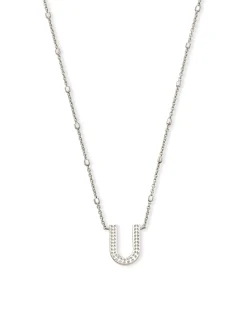 Letter U Pendant Necklace in Silver