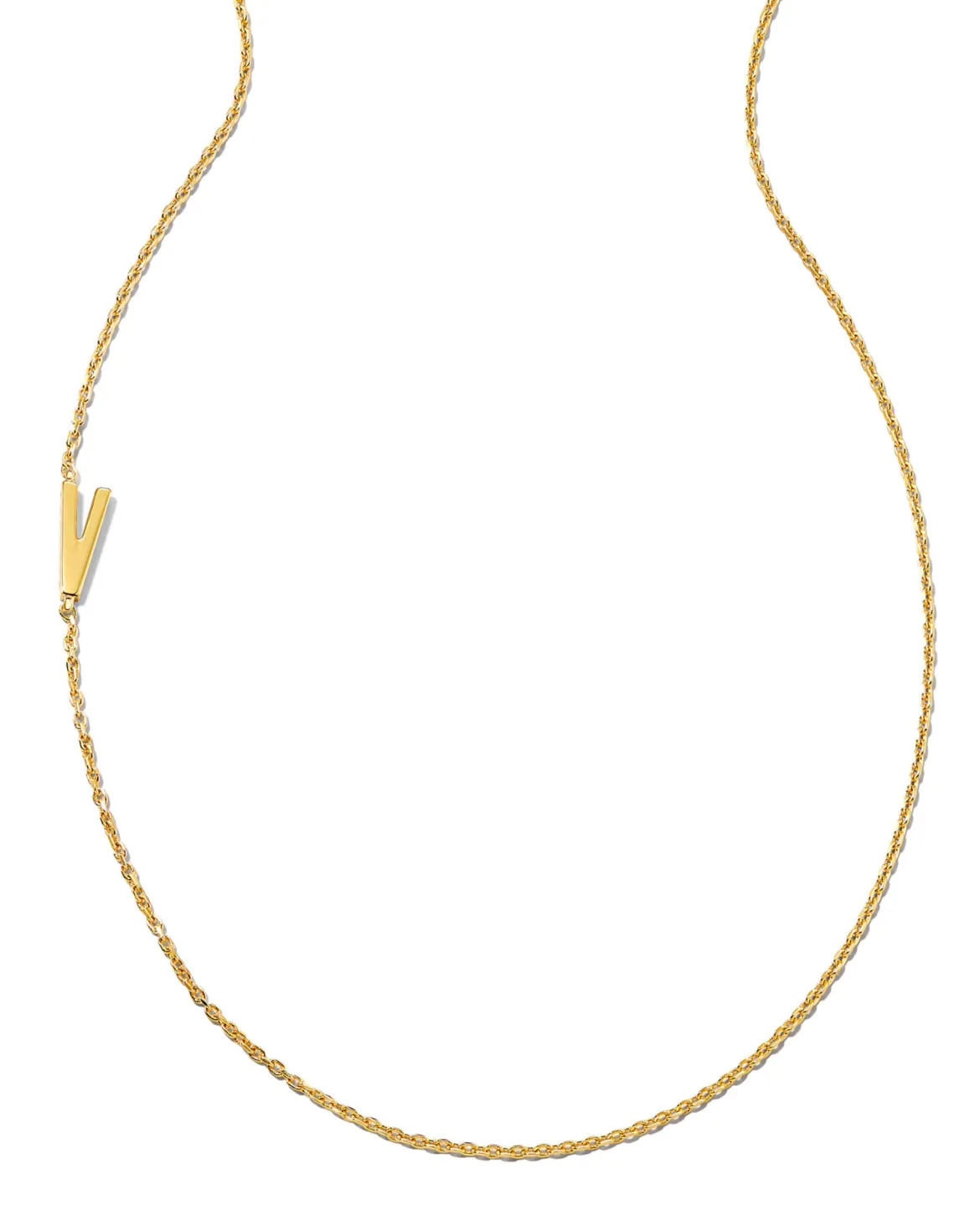 Letter V Inline Initial Necklace in 18k Gold Vermeil