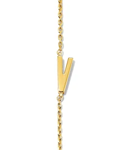 Letter V Inline Initial Necklace in 18k Gold Vermeil