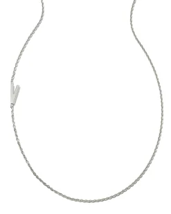 Letter V Inline Initial Necklace in Sterling Silver