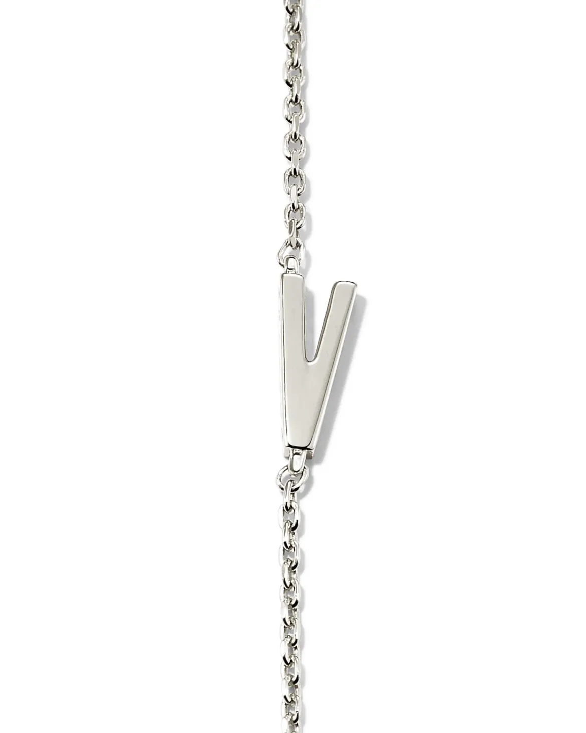 Letter V Inline Initial Necklace in Sterling Silver