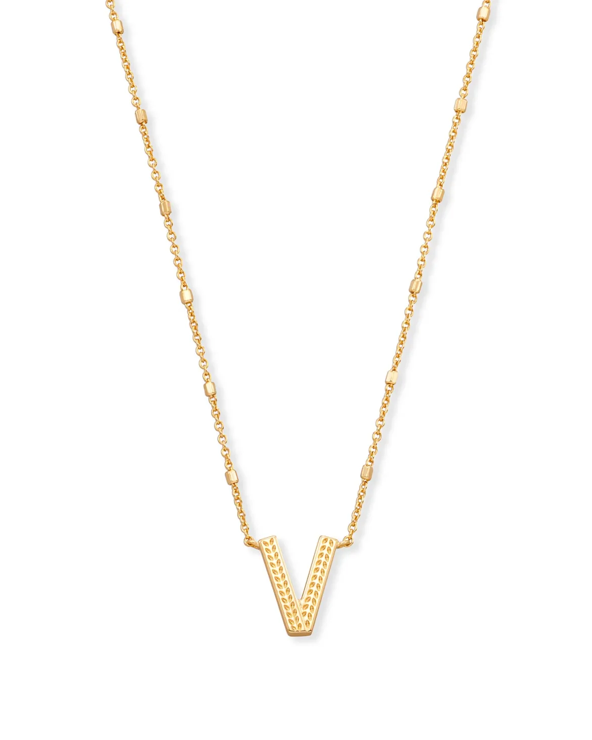 Letter V Pendant Necklace in Gold