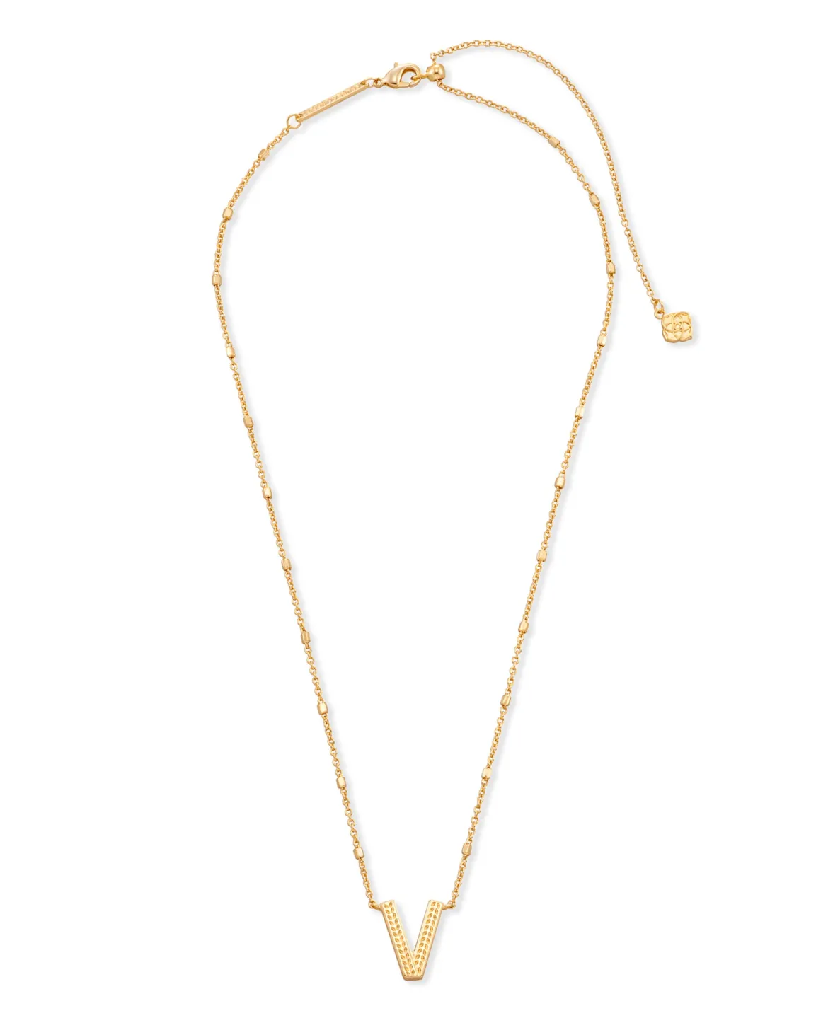 Letter V Pendant Necklace in Gold