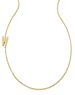 Letter W Inline Initial Necklace in 18k Gold Vermeil