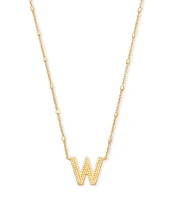 Letter W Pendant Necklace in Gold